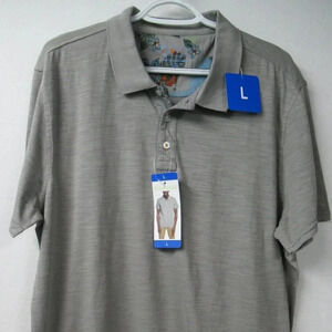 Margaritaville Polo Shirt Men's L Gray Island Reserve Relaxed Cotton